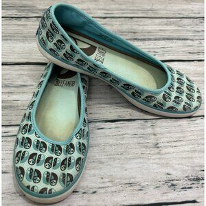 Keds ELEANOR Women's Low Flat Slip-On Blue/Brown Owl Shoes Sz 8.5